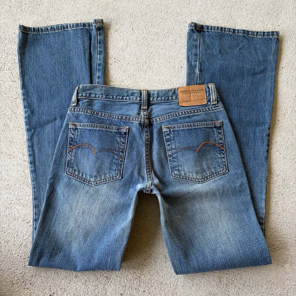 American Eagle Outfitters Women's Low Rise Vintage Wash Flare Leg Jeans